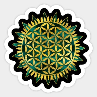 Gold Flower of life on malachite Sticker